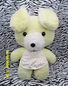 CM/ AJENA DOUDOU PELUCHE VINTAGE LAPIN JAUNE TABLIER 30CM MADE IN FRANCE TBE - Foto 1 di 4