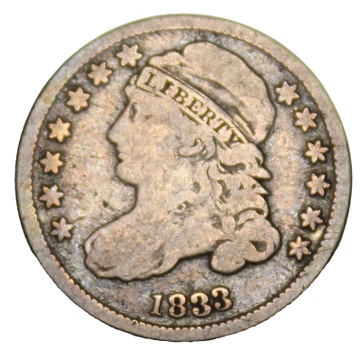 1833 Last 3 High Capped Bust Dime - VG !! - Image 1 of 2