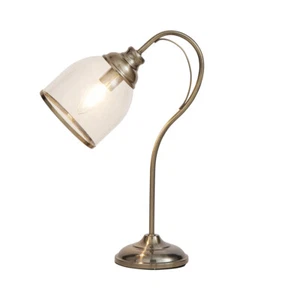Litecraft Ingrid Table Lamp E14 1 Light With Clear Glass Shade – Antique Brass - Picture 1 of 4