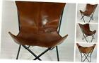  Chocolate Rich Dark Brow Leather Cover Butterfly Modern Chair - Genuine Leather