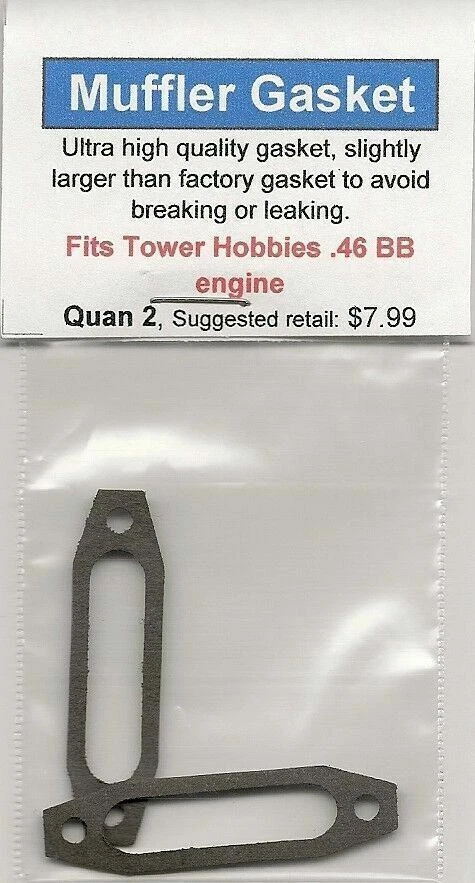 Gaxeta de exaustão/silenciador Tower Hobbies .46 BB pacote com 2 novo na embalagem - Imagem 1 de 1