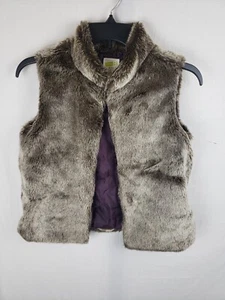 Crazy 8 Girl's Faux Fur Brown Sleeveless Vest Sz 14 - Picture 1 of 6