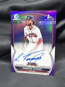 Bowman Chrome 2023 🔥 Ambioris Tavarez Auto 🔥 Refractor púrpura 1er 43/250 - Imagen 1 de 3