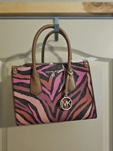 NWT MK Michael Kors Pink & Black Zebra Print Purse. Small scratch on Handle - Picture 1 of 12