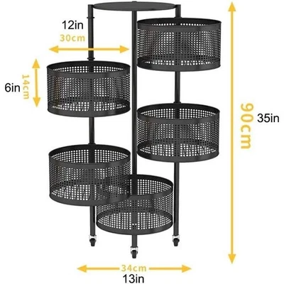 Metal Storage Shelves Rotatable Steel Organizer Rack for Places Black 5 Tier New - Image 1 of 4