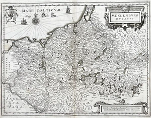 Mecklenburg-Vorpommern Karte map engraving Kupferstich Merian 1650 - Picture 1 of 1