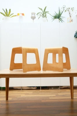 Vintage Ikea Benjamin 1990s wooden stools by Lisa Norinder MCM Swedish Design x2 - Image 1 of 4