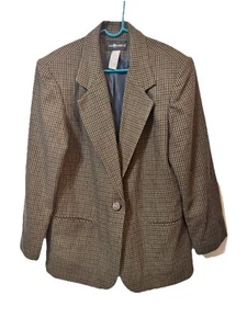 Sag Harbor Women's Houndstooth Blazer Size 14 Multicolor One-Button - Picture 1 of 6
