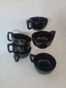 6 tazze latte vintage Frankoma Pottery 45C zuppiera tazza peperoncino smalto nero manico D - Foto 1 di 9
