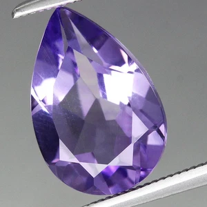 2.71ct t.w Natural Untreated Purple Amethyst Gemstone 12x8mm Pear, Uruguay - Picture 1 of 4