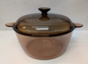 Corning Ware Vision Amber 5 Qt 4.5L Dutch Oven Stock Pot & Lid 2 Handled NICE! - Picture 1 of 10