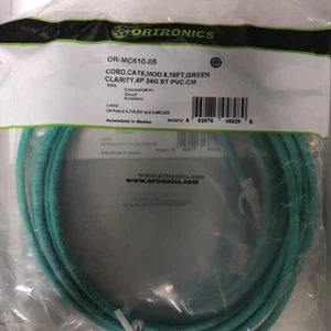 Lot of 5! ORTRONICS OR-MC610-05 CAT6 MOD 8, 10FT GREEN, CLARITY 4P 24G ST PVC CM - Bild 1 von 4