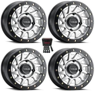 Raceline Squad Beadlock 15" Wheels/Rims Silver +10mm Polaris RZR Turbo S /RS1(4) - Image 1 of 3