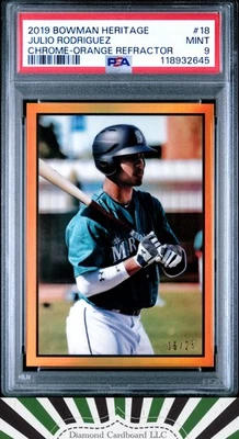 2019 Bowman Heritage #18 Julio Rodriguez PSA 9 Chrome Orange Refractor #/25 - Image 1 of 2