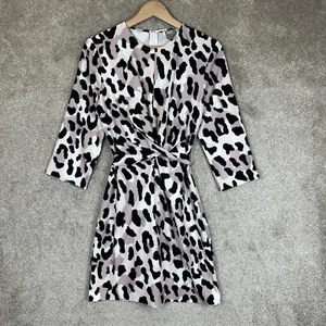ASOS Dress Womens US 6 Animal Print 3/4 Sleeve Zip Tie Back Round Neck- 9519* - Picture 1 of 15