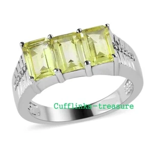 Natural Peridot Gemstones with 925 Sterling Silver Ring For Men's #8044 - Picture 1 of 4