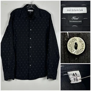 Versace Collection Trend Mens 16-41 Long Sleeve Black Shirt Designs Texturated - Picture 1 of 17