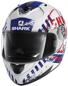 Casco Integral Shark Ridill Skyd Talla M Blanco Rojo Azul 4 Estrellas Sharp - Imagen 1 de 6