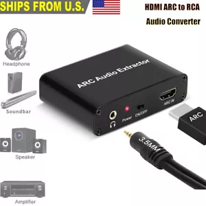 HDMI ARC Audio Extractor Digital DAC to RCA Coax SPDIF 3.5mm Converter Adapter - Picture 1 of 11