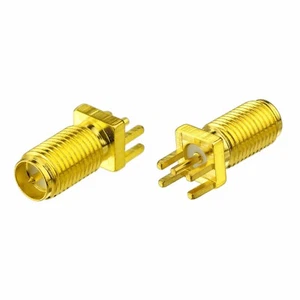 Paquete de 3 conectores de soldadura de montaje en mamparo conector RP-SMA para PCB de lanzamiento final de 0,062 pulgadas - Imagen 1 de 4