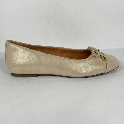 VIONIC Klara Ballet Flats Womens Size 7.5 Gold Suede Comfort Cap Toe Bow Shoes - Image 1 of 4