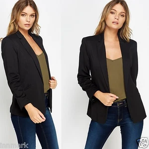 GORGEOUS LAPEL FRONT POCKETS GREY BLACK JACKET SIZE 6 - 10 / 640 - Picture 1 of 8