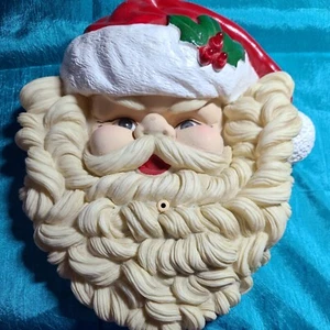 Talking Santa Head Wall Hanging Christmas Holiday Decor Vintage Tested - Picture 1 of 5