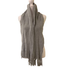 New York & Company Gray and Silver Knit Scarf with Fringe Edge, 56" x 10"