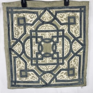 Z Gallerie Euro Pillow Sham Cover Set (2) Linen Cotton 22 X 22 Blue Taupe Cream - Picture 1 of 11