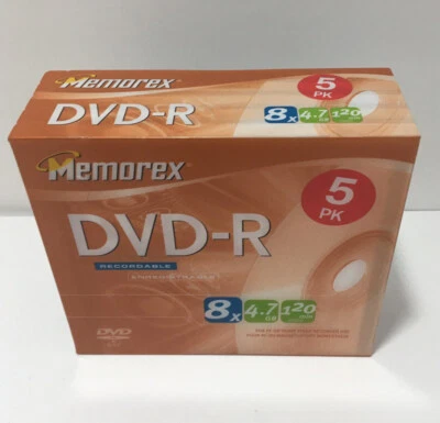 Memorex DVD+R 5 Pack 8X 4.7GB Media Discontinued Recordable 120 Min New sealed - Image 1 of 4