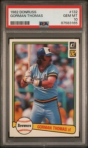 1982 Donruss Baseball # 132 Gorman Thomas PSA 10 Gem Mint Low Pop! - Picture 1 of 3