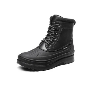 Men's Insulated Waterproof Snow Boots Warm Fur Outdoor Winter Shoes Boot Black - Picture 1 of 25