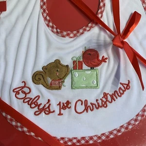 Hallmark Babero Bebé Bebés Primera Navidad Rojo y Blanco Nuevo - Imagen 1 de 6