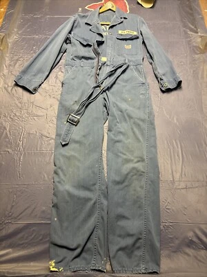 Vtg Walls Master MadeCoveralls Mens Denim Zip up Custom Patch “KETA-TV” - Image 1 of 4