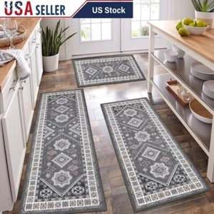 Boho Kitchen Rug Set 3 Pc Non Slip & Fading & Shrink Washable Floor Mats Indoor - Bild 1 von 7