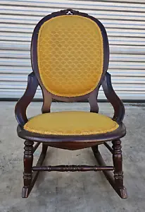 Antique Victorian Small Childs Rocker Rocking Chair Balloon Back - Picture 1 of 24