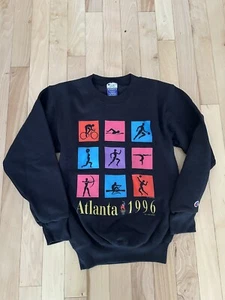Vintage Atlanta 1996 Olympics Champion Kids Sweatshirt | Vintage 90s Black - Picture 1 of 9