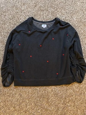 SUNUNDRY Mujer Gris y Rojo Parcheado Corazón Bordado Pullover Sudadera Talla 1 Foto 1 de 4