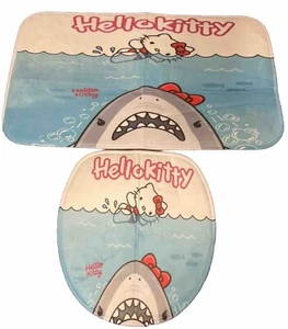 Hello Kitty/Hai 2 Stück Set Toilettendeckel Abdeckung Badvorleger Matte Set NEU - Bild 1 von 4