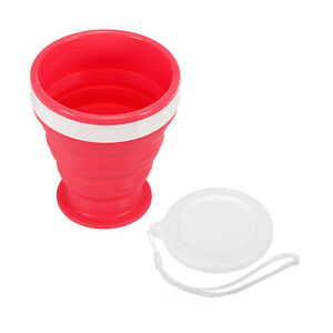 Collapsible Water Bottle, 200mL Travel Folding Cup for Camping, Rose Red
