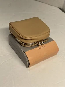 SHISEIDO Beige makeup pouch faux leather cosmetic toiletry case bag Vintage - Picture 1 of 8