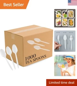 Bulk 1000 Count Medium Weight Disposable White Teaspoons - Perfect for Parties - Picture 1 of 8