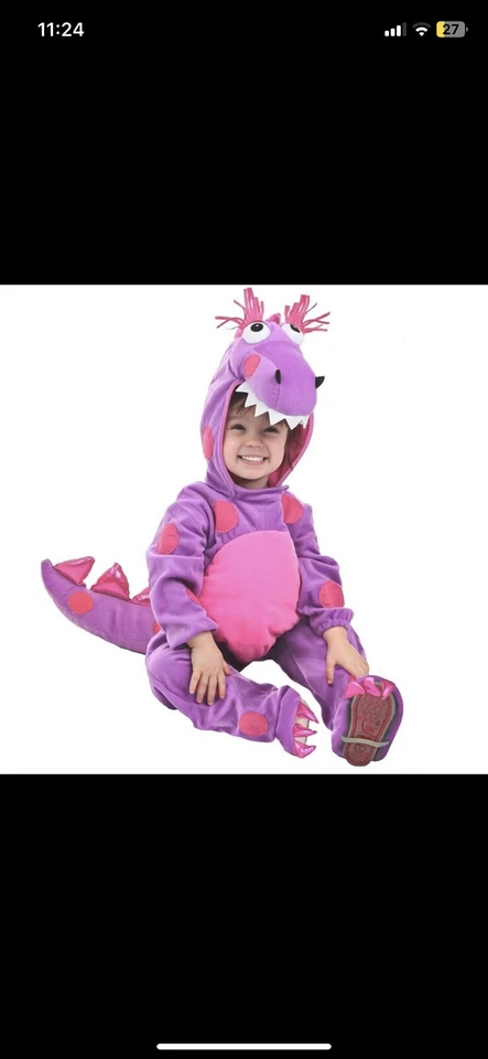 Pequeño Bebé Halloween Dragón Niño Disfraz Peluche Suave Rosa Mono Capucha Cola Foto 1 de 4