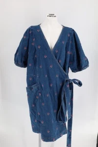 Draper James Damen Größe 24 Denim Blumen bestickt Wickelkleid - Bild 1 von 11