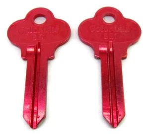 2-pc SE1 RED Anodized Aluminum Key Blanks Cole National Key NOS - Picture 1 of 3