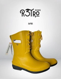 BOGS Amanda Plush Ii Lace Up Rain / Snow Boots Yellow Size 7 NEW Waterproof - Picture 1 of 4