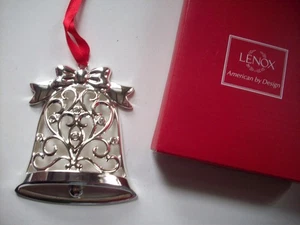 Lenox Sparkle & Scroll bell silverplate Christmas ornament - Picture 1 of 4