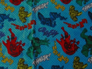 43X32 BLUE W MULTICOLOR MARVEL SUPER HERO KID NOVELTY FLANNEL FABRIC QUILT CRAFT - Picture 1 of 2