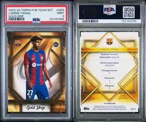 2023-24 Topps Barcelona Team Set Lamine Yamal RC Gold Drip Yellow Rookie PSA 9 - Picture 1 of 1