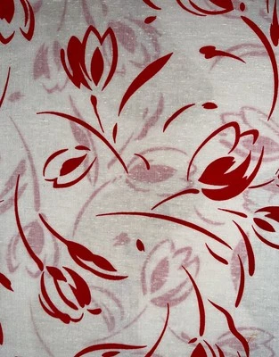 Tela texturizada de algodón Wamsutta blanco Bkgd rojo tulipanes 45x2,25yds EXQUISITO Foto 1 de 4